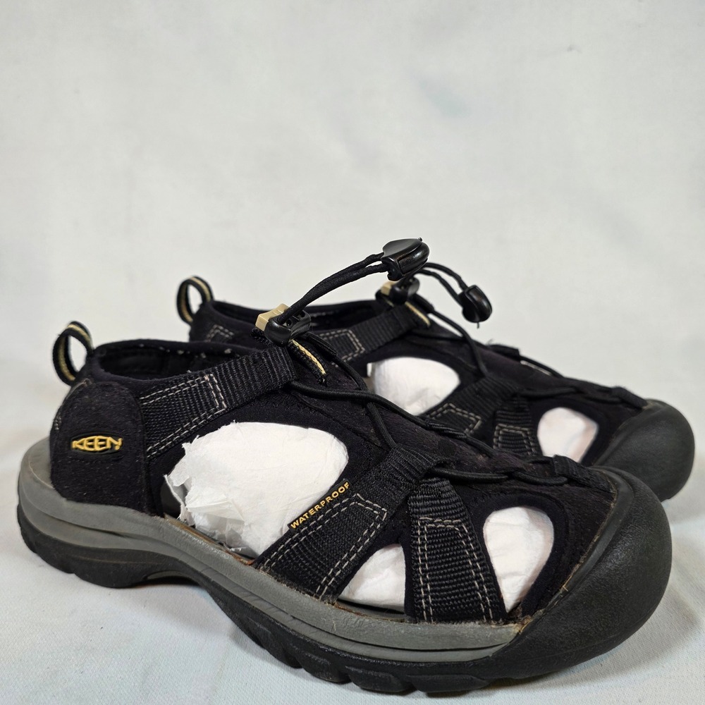 KEEN Venice H2 Waterproof Sandals Womens 7 Black Grey Hiking Trail Gorpcore